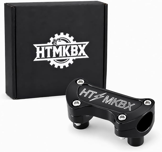 Black 1.25 inch Handlebar Riser Top Clamp Kit, 7075 Aluminum Bar Riser for 1.25” Handlebars, Fits Harley Touring Sportster Softail Dyna Models