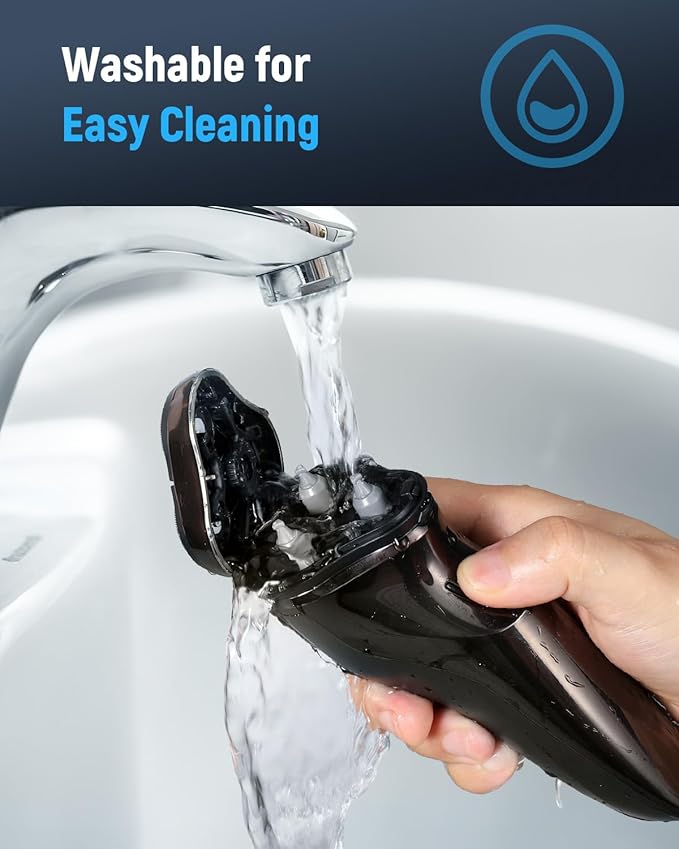 Electric Razor for Men Cordless: Wet or Dry Rotary Shaver for Men for Travel - USB Fast Charging, 𝐒𝐞𝐧𝐬𝐢𝐭𝐢𝐯𝐞 𝐒𝐤𝐢𝐧 𝐂𝐚𝐫𝐞, Pop-up Trimmer, Gifts for Father's Day Mysterious Black