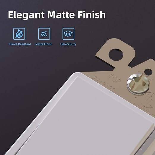ELEGRP Matte White 3 Way Decorative Light Switch, 15Amp, 120-277 Volt, AC Decorator Rocker Paddle Wall Switch Replacement, Self-Grounding, Residential and Commercial Grade, UL Listed (10 Pack)