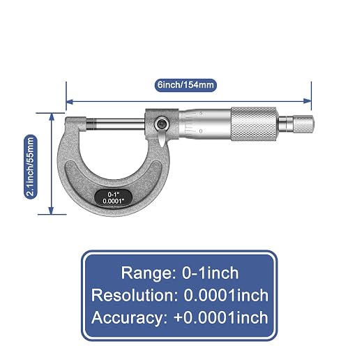 HDLNKAK Outside Micrometer 0-1", Machinist Micrometer, 0.0001" Graduation Micrometer Set, Alloy Precision Micrometer, Machinist Tool, Micrometer Standard with Case - Grey