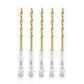 amoolo 9/64 Twist Drill Bit Set, 5Pcs Titanium HSS Hex Shank Impact Drill Bit Set for Metal, Steel, Wood, Plastic, Quick Change Design