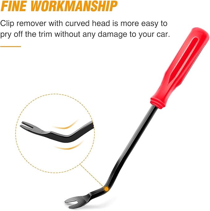 GOOACC Car Panel/Upholstery Remover Ergonomic Stainless Steel Fastener Remover - Easily Removes Plastic Fasteners,Reduces Damage to Panels and Loss of Clips