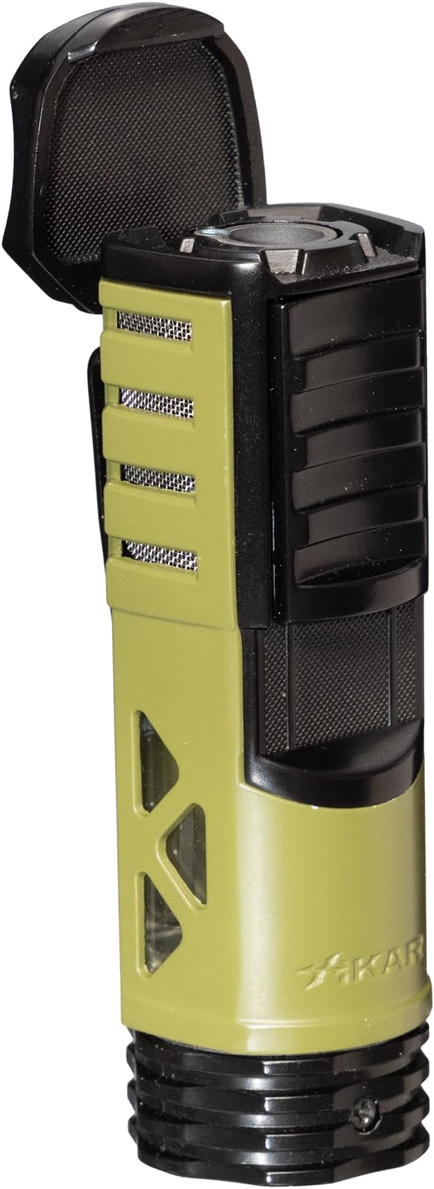 XIKAR Tactical Single-Jet Lighter, Tan and Black - Powerful Flame, Rugged Design with Rest Feature, Pocket Clip, EZ-View Fuel Window, and Adjustable Flame Height - Ideal for Outdoor Use (Olive Drab)