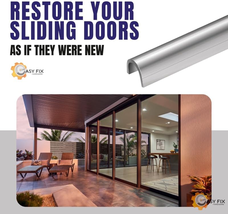 Easy Fix Hardware Snap On Repair Track Cover 1/4" for Sliding Patio Glass Doors | Sliding Door Repair Replacement Hardware Repair Stainless Steel | Fix Sliding Glass Door- 4 Feet (Pack of 2)