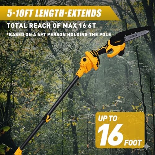 2-in-1 Cordless Mini Chainsaw & Pole Saw – 15FT Extendable Tree Trimmer | 20V Battery-Powered, Lightweightv,Gift for Dad Husband & Safe Garden Tool for Pruning & Wood Cutting