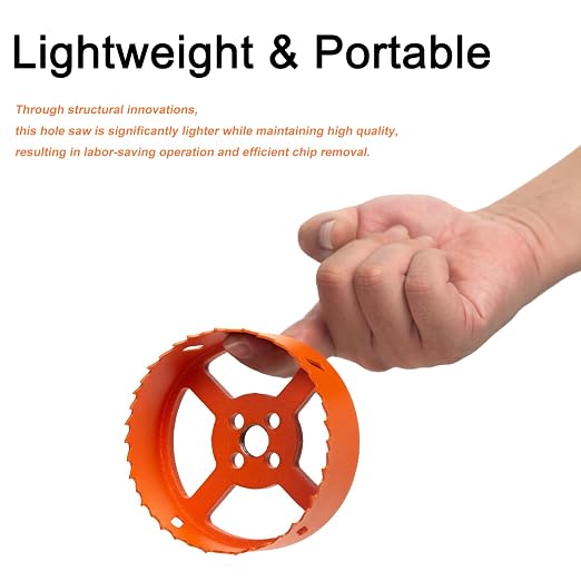 Bi-Metal Hole Saw Kit for Wood Metal and Plastic, 3PCS Hole Saw Set with Case, Fast Chip Removal, Smooth Flat Drilling Edge, Lightweight & Portable (Orange)