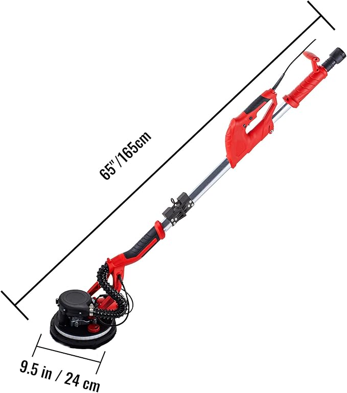 VEVOR Drywall Sander 850W, Electric Drywall Sander Variable Speed 800-1750 RPM, Foldable Sheetrock Sander with Telescope Handle, Electric Sander with LED Strip Light and Vacuum Bag, Wall Sander