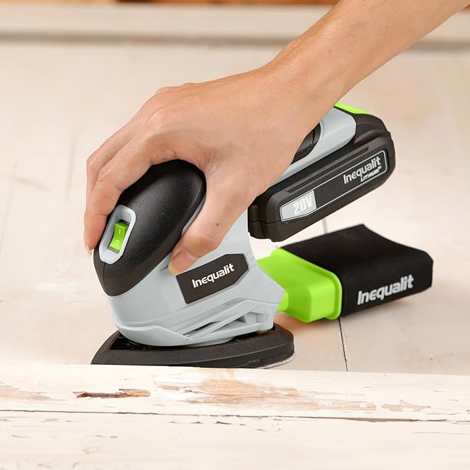 Cordless Detail Sander, Electric Sander with 12000 RPM 20V 1.3Ah, Including 20Pcs Sandpapers and Dust Collection System for Precise Sanding in Tight Spaces, Battery and Charger Bundled