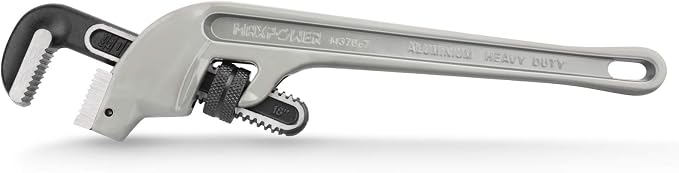 MAXPOWER 18-inch Pipe Wrench, 45 Degree Angled Cr-Mo Jaw, 2.36” Opening | Aluminum Plumbing Wrench, Heavy Duty Offset Pipe Wrench for Tight Spots