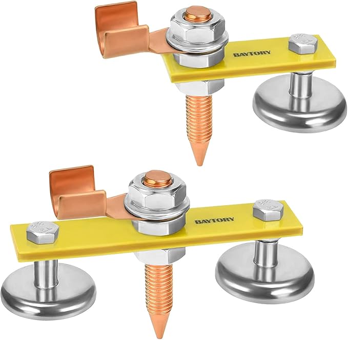BAYTORY Upgrade Magnetic Welding Support Ground Clamp Tools, Double + Single Welding Magnet Head, Strong Magnetism Large Suction, Copper Tail Welder Stability Clamps