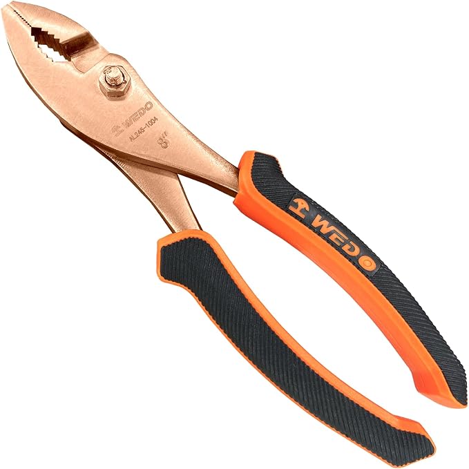 WEDO Non-Sparking Adjustable Combination Pliers 6", Spark-free Safety Slip Joint Pliers, Non-Magnetic, DIN Standard, BAM & FM Certificate, Opening Max 8mm, Beryllium Copper