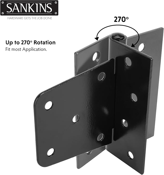 3-1/2" Heavy Duty Gate Hinges, Black Iron Door Hinges with Screws, Durable Gate Strap Hinges for Wooden Fences Gate Shed Barn Door, 6pcs