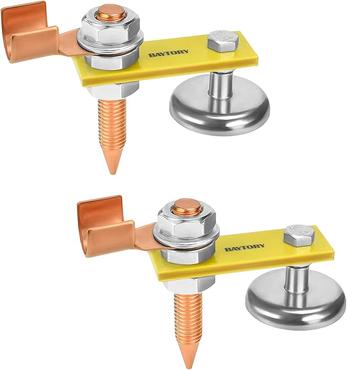 BAYTORY Upgrade Magnetic Welding Support Ground Clamp Tools, 2-Piece Single Welding Magnet Head, Strong Magnetism Large Suction, Copper Tail Welder Accessories Stability Clamps
