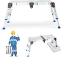 LEADALLWAY Portable Work Platform Height Adjustment 33"(L) x12(W) x20(H) Foldable Step Stool Aluminum Platform Ladder with One-Touch Automatic Fold 330 Lbs Capacity