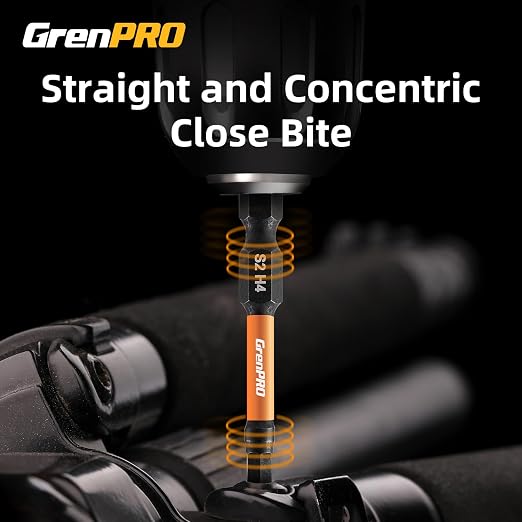 GRENPRO Allen Wrench Drill Bit Set 10pcs Metric, Impact Hex Head Screwdriver Bits Sets, 1/4” Hex-Shank S2 Steel, CNC Machined Tips With Magnetism, 2” Long Magnetic Driver Bit With Storage Box