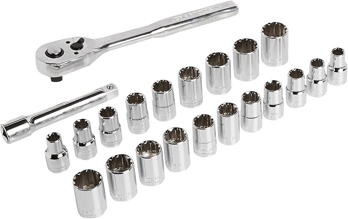 CRAFTSMAN Socket Set, Universal, 1/2 inch Drive, 19 Piece, Includes 72 Tooth Ratchet (CMMT12015)