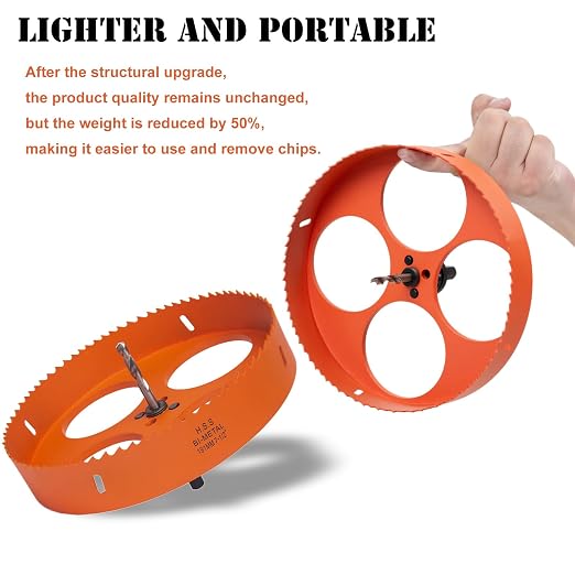 7.5 Inch Hole Saw with Arbor for Metal Wood Plastic, 7-1/2 in Bi-Metal Hole Cutter for Different Project with Smooth and Flat Drilling Edge, Fast Chip Removal,Lighter and Portable