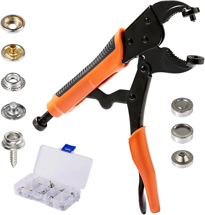 Heavy Duty Snap Fastener Tool, Snap Setter Tool Attach 10 Sets 50 pcs Boat Cover Snaps, Snap Repair Kit, Repairing Boat Covers, Canvas, Fabric, Tarps
