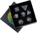 mookaitedecor 7 PCS Hematite Crystal Polyhedral DND Dice Set, Polished Tumbled Stones Dices for RPG MTG Table Games Home Decoration