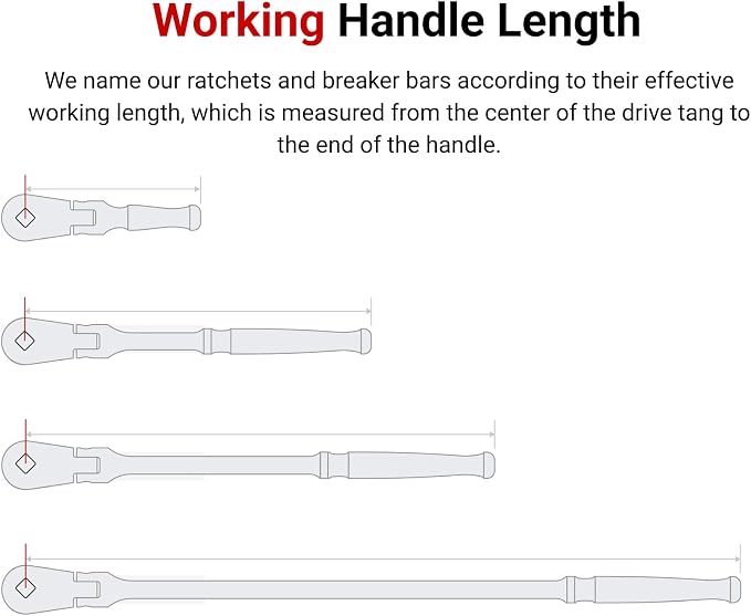 TEKTON 1/4, 3/8, 1/2 Inch Drive Ratchet Set (3-Piece) | SRH91100 | 6, 8, 10-1/2 in., Quick-Release, Polished Handle