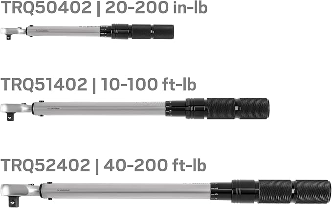 TEKTON 1/4, 3/8, 1/2 Inch Drive 90-Tooth Dual-Direction Micrometer Torque Wrench Set, 3-Piece (20-200 in-lb, 10-100 ft-lb, 40-200 ft-lb) | TRQ95901