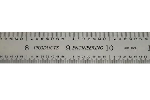 PEC Tools 24" Flexible Steel Ruler, High-Quality Carbon Steel with Satin Chrome Finish, 3R Graduation (1/32", 1/64", 1/10", 1/50"), Fully Hardened and Tempered, Made in USA