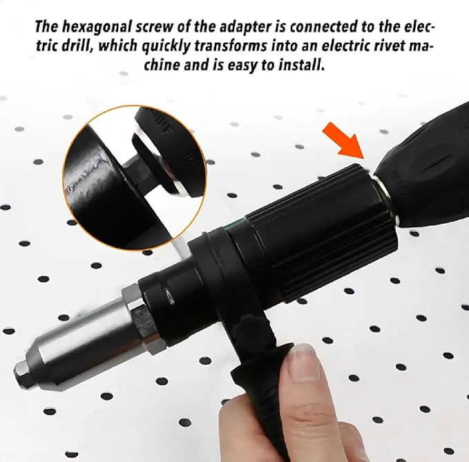 Electric Riveting Gun Adapter, Rivet Gun Accessory, Electric Drill Rivet Machine, Grab Rivet and Nail, Electric Drill Rivet Gun Adapter, Power Hand Tool Riveting Kit