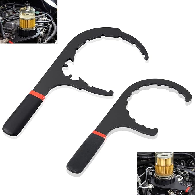 2 Pcs 4.6'' & 5'' Fuel Filter Wrench Set Compatible with Various Fuel Filter Sizes Include Water Separator, Engines, Red and Black