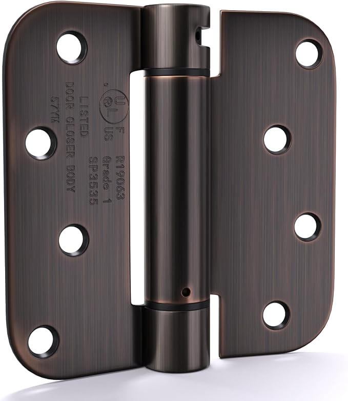 goldenwarm 4pack Door Hinges Oil Rubbed Bronze 4 Inch Self Closing Door Hinges Spring Door Hinge with 5/8" Radius Corners - Adjustable Door Closing, Residential & Heavy-Duty Hardware