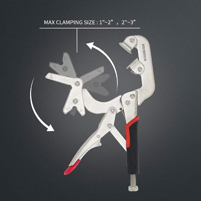 Monster & Master Welding Pipe Plier Clamp, Fast Release, C-Clamp Locking with Large V-Pads, 10 Inch, 1pcs, ATHUS-MM-WLP-S9