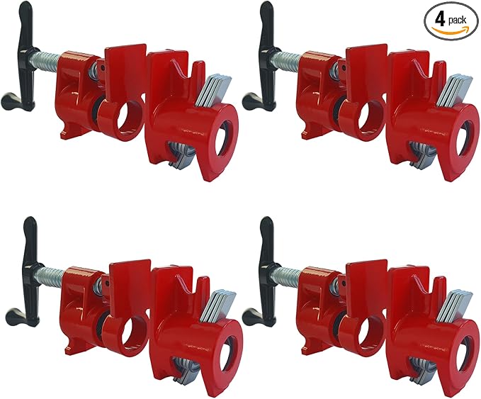 ATPEAM 3/4'' Wood Gluing Pipe Clamp Set 4 Pack Heavy Duty Cast Iron Quick Release Pipe Clamps for Woodworking(4, 3/4")