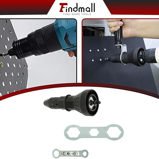 findmall Electric Rivet Nut Gun Drill Adapter Cordless Drill Hand Tools for Areas of The Manufacturing Industrial Fastening