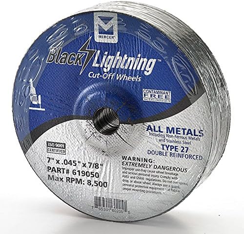 Mercer Industries 619050 Type 27 Depressed Center Double Reinforced Cut-Off Wheel, All Metals Cutting, including SS, 25 Pack, 7" x .045" x 7/8"