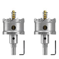 2-Pack 1-7/8" TCT Hole Saws for Hard Metal, Heavy Duty 48mm Tungsten Carbide Tipped Hole Cutters Set with Spring-Loaded Pilot Drill Bits for Stainless Steel, Metal, Iron, and Plastic.