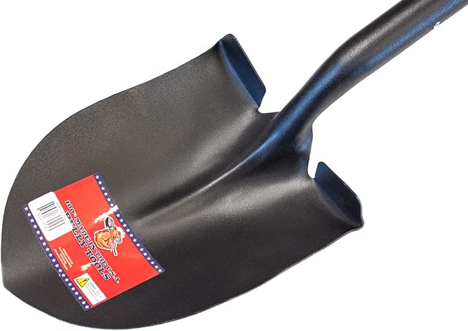 Bully Tools Round Point Heavy Duty Shovel - 14-Gauge Fiberglass Long Handle, Strong Metal Construction, Ideal for Gardening, Digging and Landscaping, Square and Flat Head Design - 100% Made in the USA