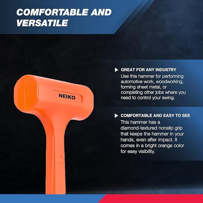 NEIKO 02849A 4 Lb Dead Blow Hammer, Neon Orange | Unibody Molded | Checkered Grip | Spark and Rebound Resistant
