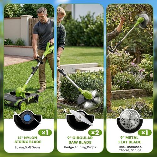 4-in-1 Electric Small Lawn Mower with Detachable Wheeled Base, 3 Position Cutting Height, Cordless Mini Push Mower Battery Powered for Garden/Yard/Farm, Gardening Gifts for Parents, Seniors, Women