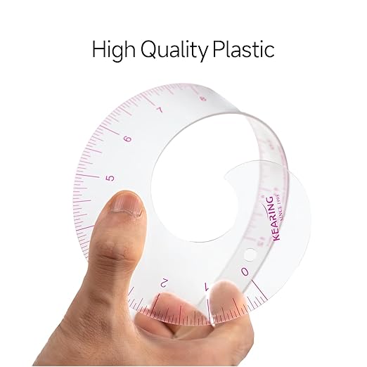 KEARING 12inch Plastic Comma Shape French Curve Ruler for Pattern Making, Sandwich Line Scale, Vary Form Curve Ruler for Sewing, Clear Muti Function Sewing Ruler for Fashion Design