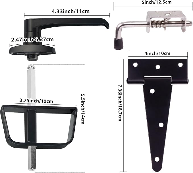Shed Door Hardware Kit with Hinges, Latch, Lock, and Handle - Complete Gate Hardware Set for Your Shed Door