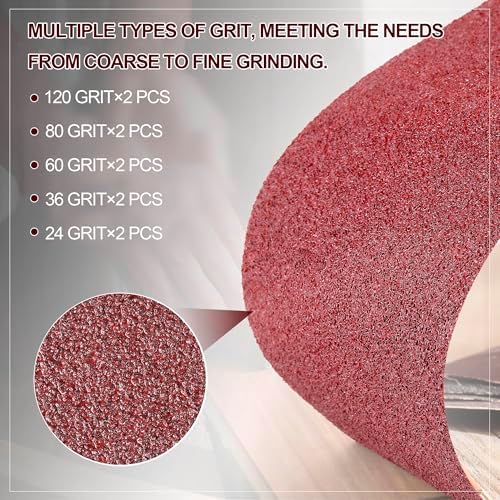 Demissle 10 Pack 8 x 19 Inch Floor Sanding Belt 24/36/60/80/120 Grit Heavy Duty Aluminum Oxide Cloth Sanding Belts Drum Floor Sander Sandpaper for Commercial and Residential Flooring