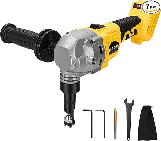 Cordless Metal Nibbler Compatible with DeWalt 20V Battery, 16-Gauge, 2000 SPM Variable Speed Brushless Motor, Ergonomic Handle, 2 Blades (1 Spare), for Stainless Steel/Aluminum/Mild Steel (Tool Only) | Brushless motor, extra-wide grip, debris collectio...