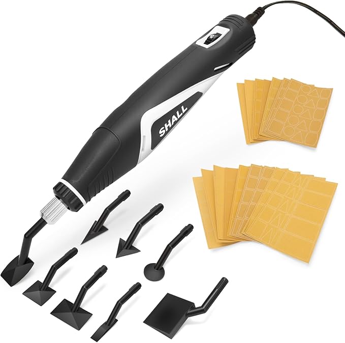 SHALL Mini Pen Sander, 12V Electric Reciprocating Sander with 4 Adjustable Speed, Compact Pen Sander Tool with 8 Sanding Heads and 18 Sanding Sheets for Polishing, Finishing, DIY Crafts
