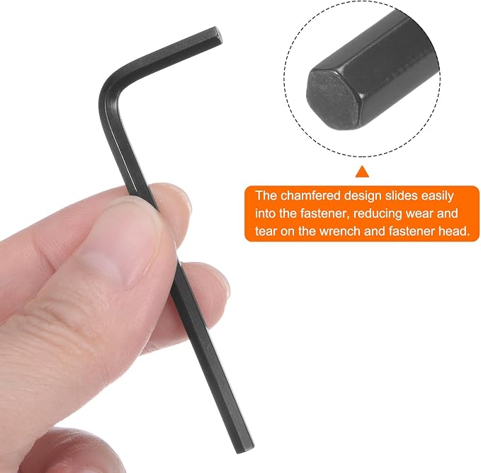 HARFINGTON 10pcs Hex Key Wrench 1/8" L-Shape Hexagon SAE Wrenches Chrome Vanadium Steel Repairing Tool for Home Repair, Black