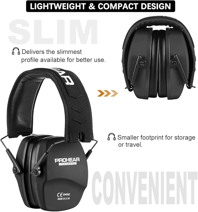 PROHEAR 016 Shooting Ear Protection Earmuffs 2 Pack, NRR 26dB for Gun Range, Hunting -Black and Black