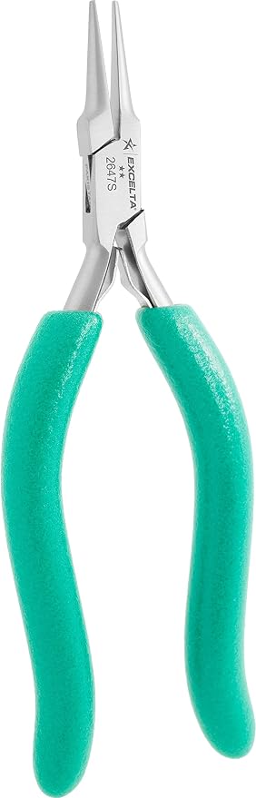 Excelta Small Needle Nose Pliers, Soft-Cushioned Grip, Easy-to-Use, Stainless Steel, Perfect for Detailed Work with Secure Hold & Gentle Spring Mechanism, 4.75" (118.75mm)