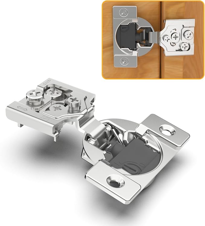Chibery 2 Pack 5/8" Overlay 4D Soft Close Concealed Hinges for Face Frame Door, Adjustable Closing Speed, Smooth Slow Self Close Hinges, Satin Nickel, 105° Open Angle Stainless Steel Cabinet Hinges