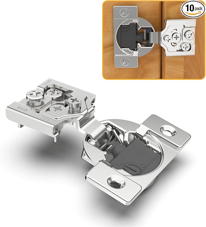 Chibery 10 Pack 5/8" Overlay 4D Soft Close Concealed Hinges for Face Frame Door, Adjustable Closing Speed, Smooth Slow Self Close Hinges, Satin Nickel, 105° Open Angle Stainless Steel Cabinet Hinges