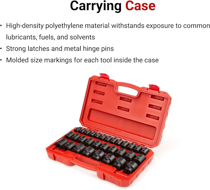 TEKTON 1/2 Inch Drive Impact Socket Set, 31-Piece | SID92327 | (8 - 38 mm), Shallow, 6-Point, Case