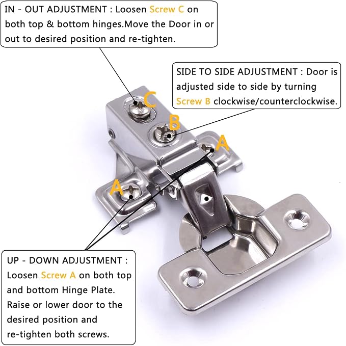 30 Pack Soft Close Cabinet Door Hinges for 1/2" Partial Overlay Cupboard, 100 Degree Opening Angel, Stainless Concealed Kitchen Cabinet Hinges with Mounting Screws and Manual