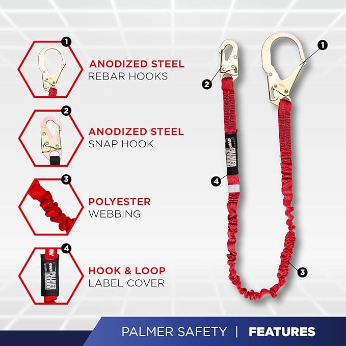 Hammerhead 5pt Safety Harness Back Padded, QCB Chest, Tongue Buckel Legs Straps, Back & Side D-Rings